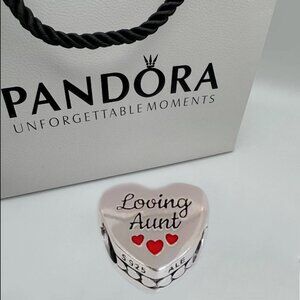 Pandora Loving Aunt Family Love Heart Bead Charm S925 Silver Pendant with box
